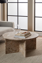Load image into Gallery viewer, Vega Designer Solid Marble Stone Coffee Table Latte Brown 90cm

