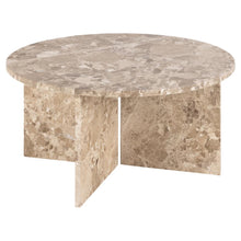 Load image into Gallery viewer, Vega Designer Solid Marble Stone Coffee Table Latte Brown 90cm
