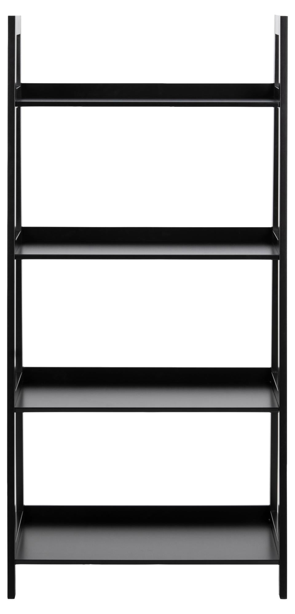 Wally Wooden Step Bookcase Storage Shelf Unit In Black 63x40x130 cm