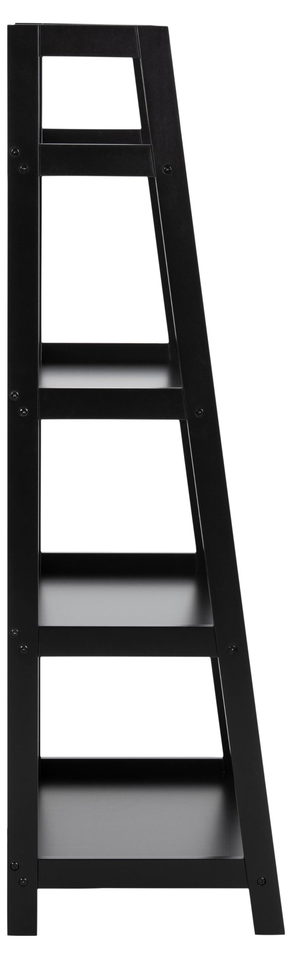 Wally Wooden Step Bookcase Storage Shelf Unit In Black 63x40x130 cm