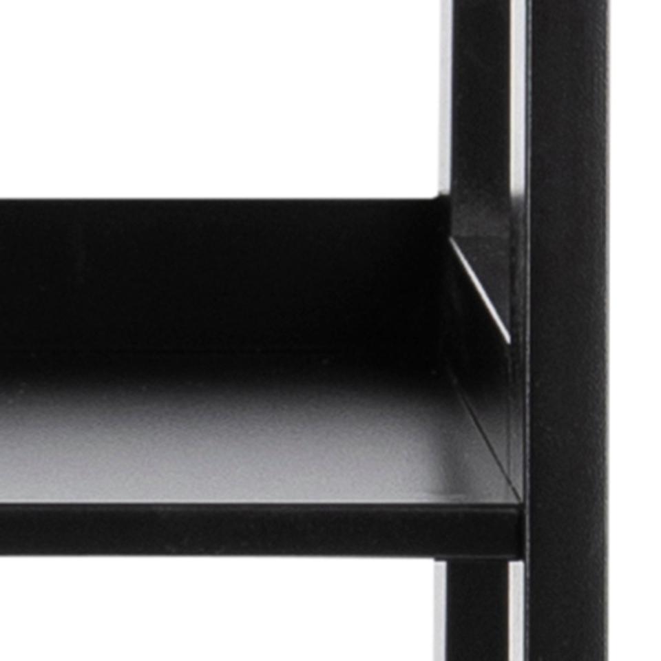 Wally Wooden Step Bookcase Storage Shelf Unit In Black 63x40x130 cm