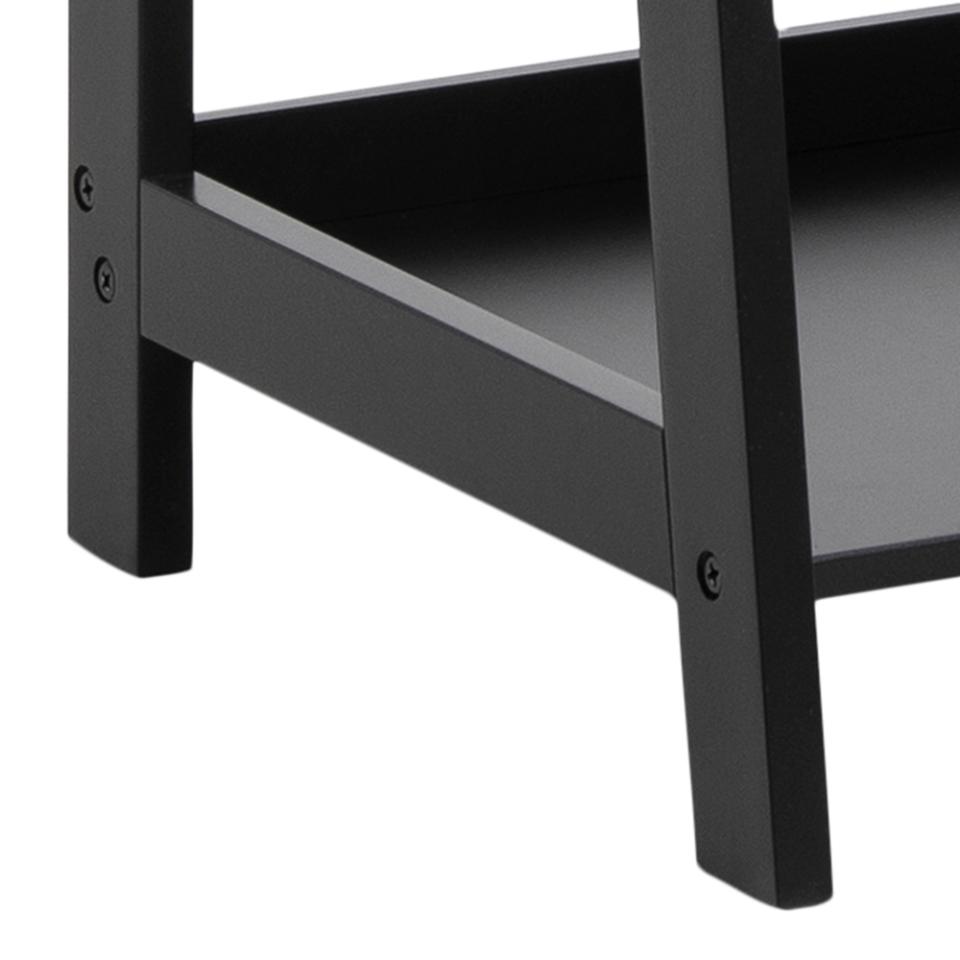 Wally Wooden Step Bookcase Storage Shelf Unit In Black 63x40x130 cm