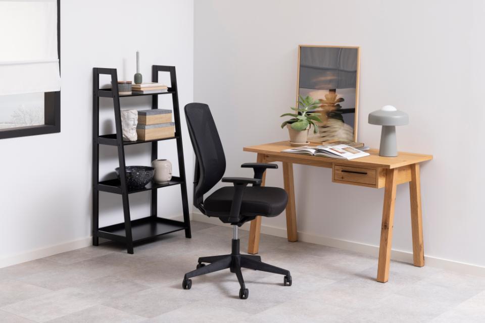 Wally Wooden Step Bookcase Storage Shelf Unit In Black 63x40x130 cm