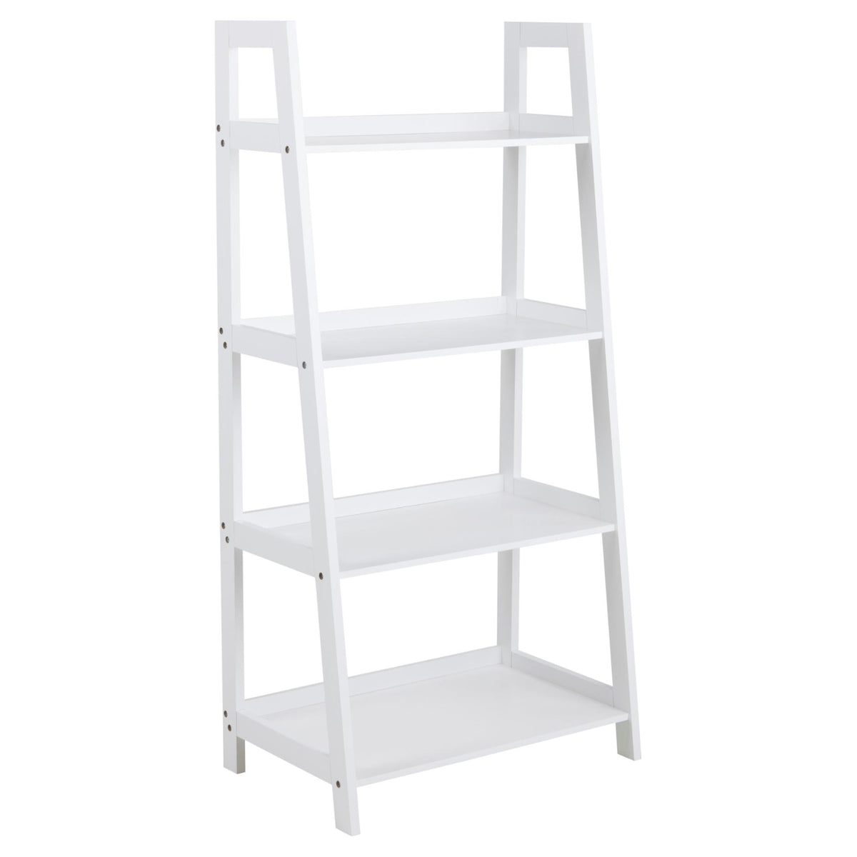 Wally Wooden Step Bookcase Storage Shelf Unit In White 63x40x130 cm