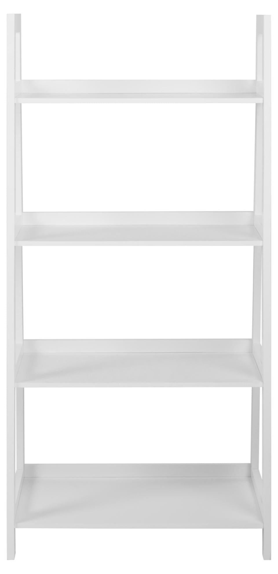 Wally Wooden Step Bookcase Storage Shelf Unit In White 63x40x130 cm