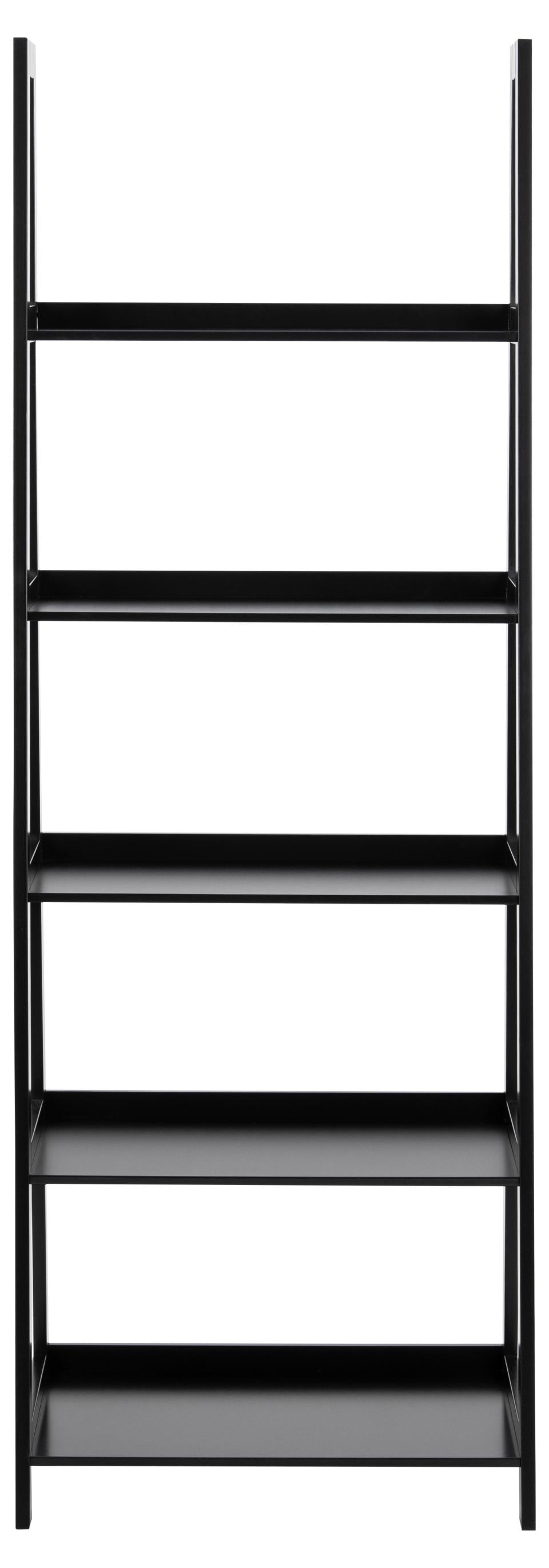 Wally Large Wooden Step Bookcase Storage Shelf Unit In Black 63x40x180 cm