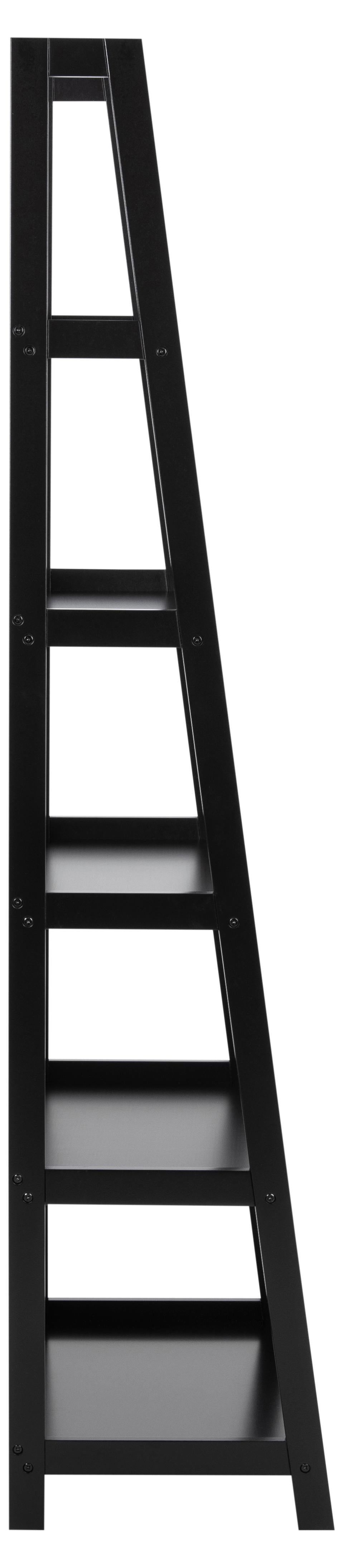 Wally Large Wooden Step Bookcase Storage Shelf Unit In Black 63x40x180 cm