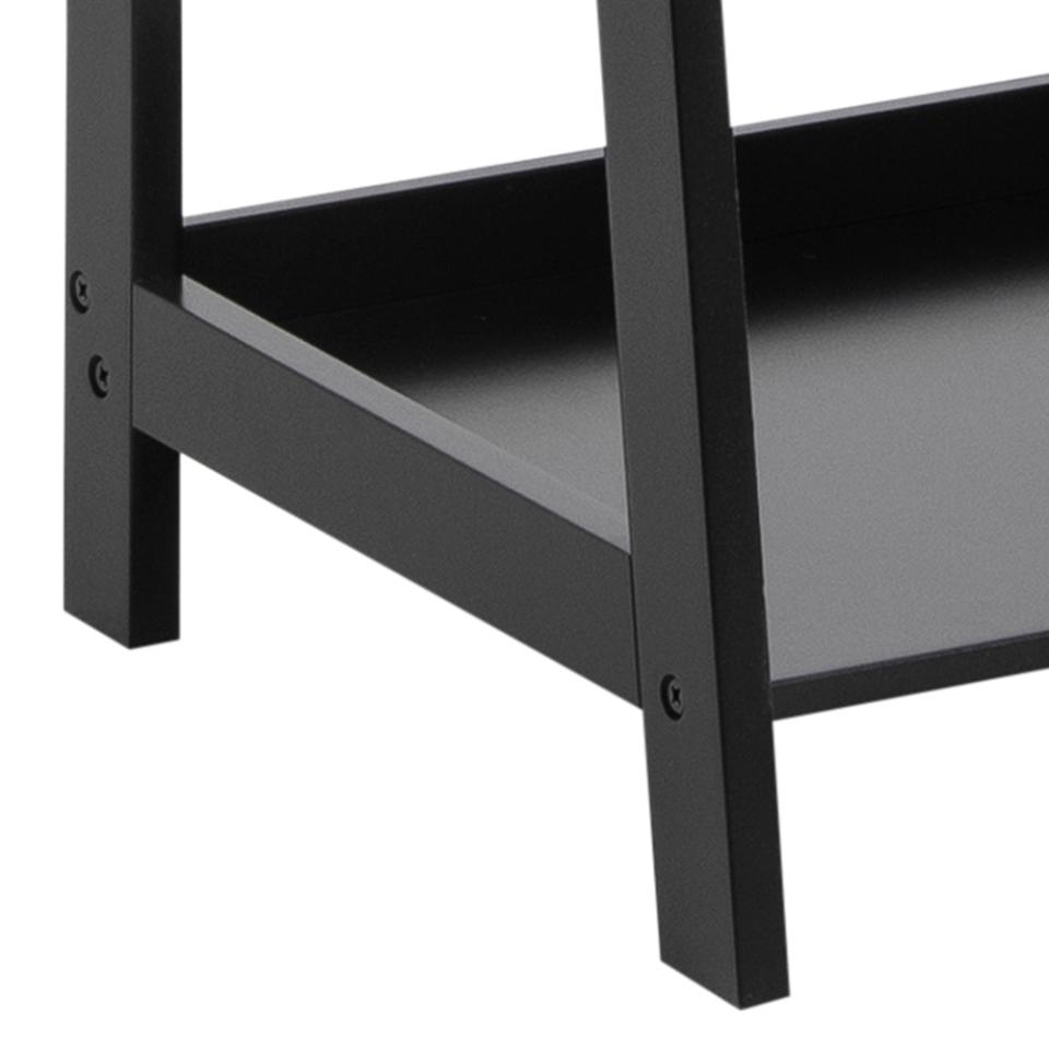 Wally Large Wooden Step Bookcase Storage Shelf Unit In Black 63x40x180 cm