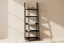 Load image into Gallery viewer, Wally Large Wooden Step Bookcase Storage Shelf Unit In Black 63x40x180 cm

