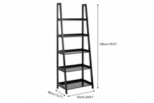 Load image into Gallery viewer, Wally Large Wooden Step Bookcase Storage Shelf Unit In Black 63x40x180 cm
