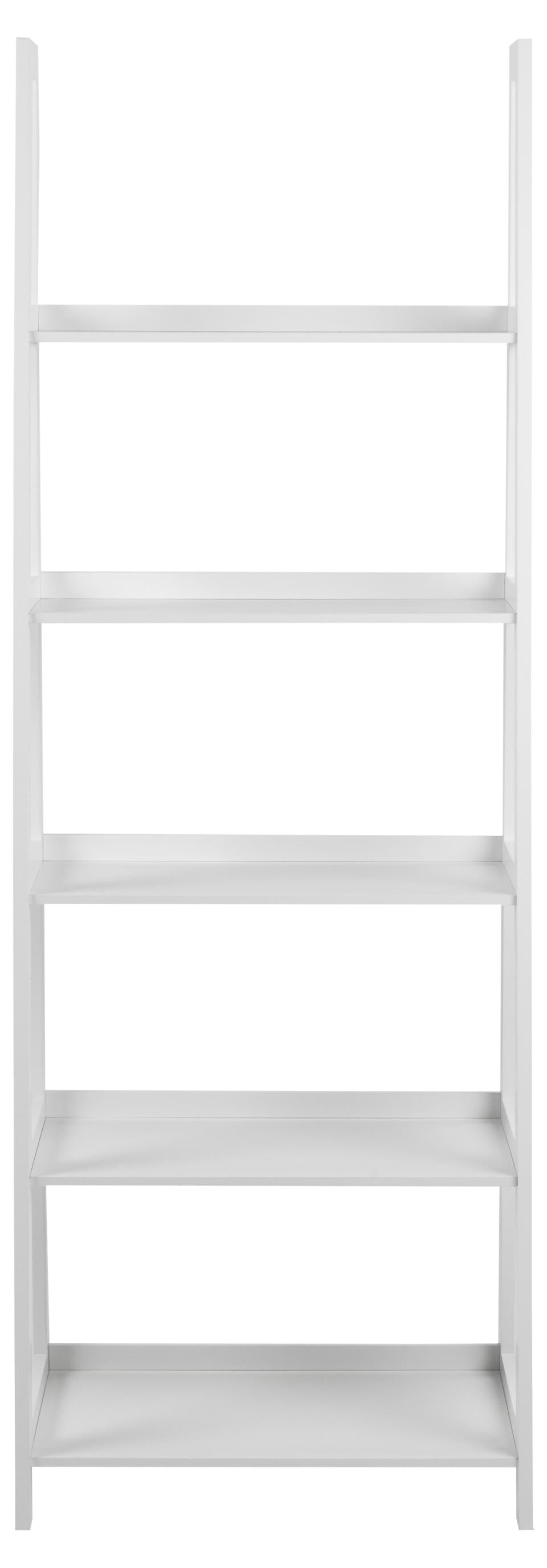Wally Large Wooden Step Bookcase Storage Shelf Unit In White 63x40x180 cm