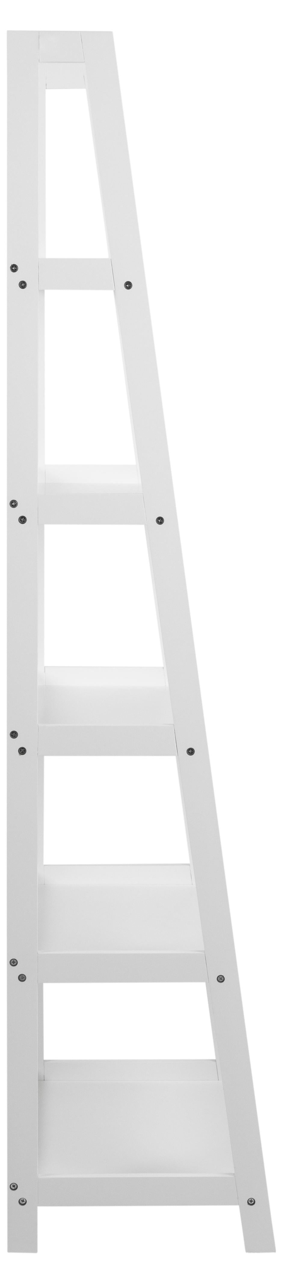 Wally Large Wooden Step Bookcase Storage Shelf Unit In White 63x40x180 cm