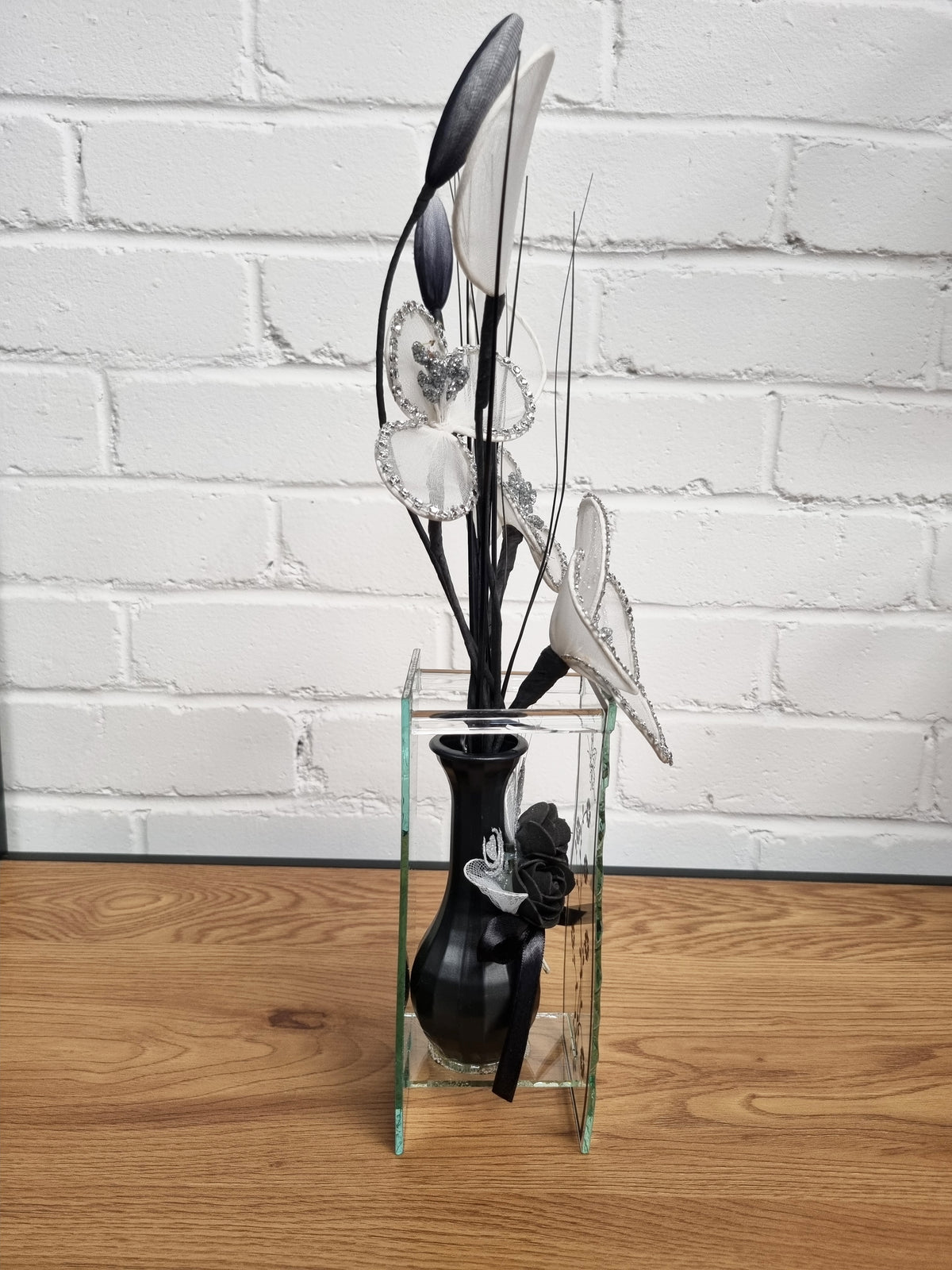 Gossamer Nylon Flower In A Mirrored Vase With Stunning Detail