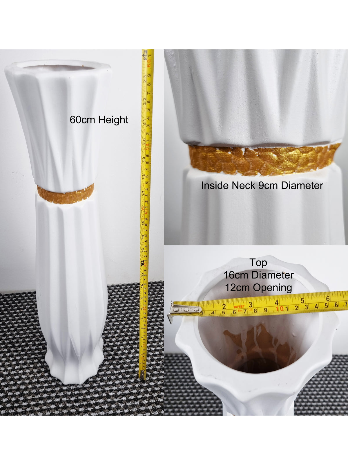 measurements for the white ceramic vase by Homestreet