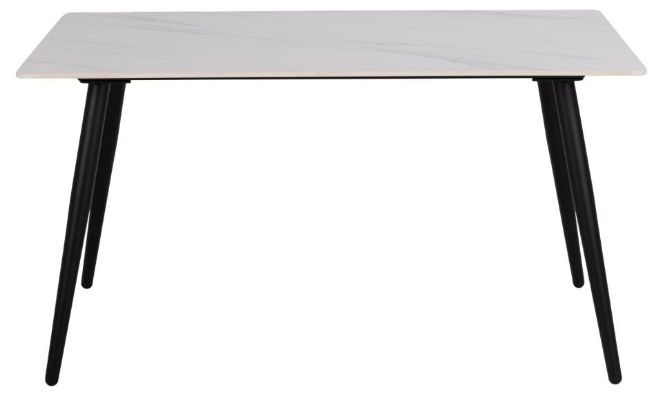 White table with black legs on a white background