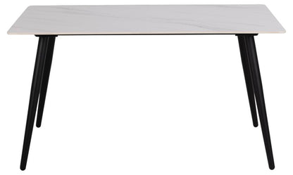 White table with black legs on a white background