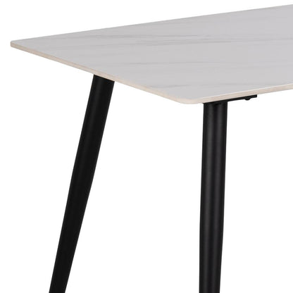 White table with black legs on a white background