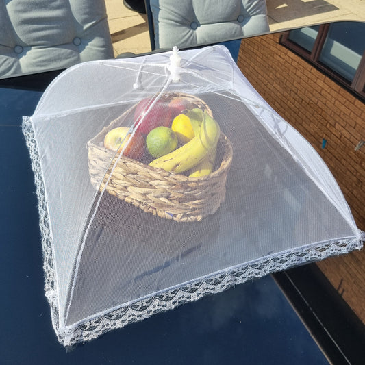 Large White Food Cover Outdoor BBQ Picnic Cake Mesh Mosquito Fly Net Protector Lace