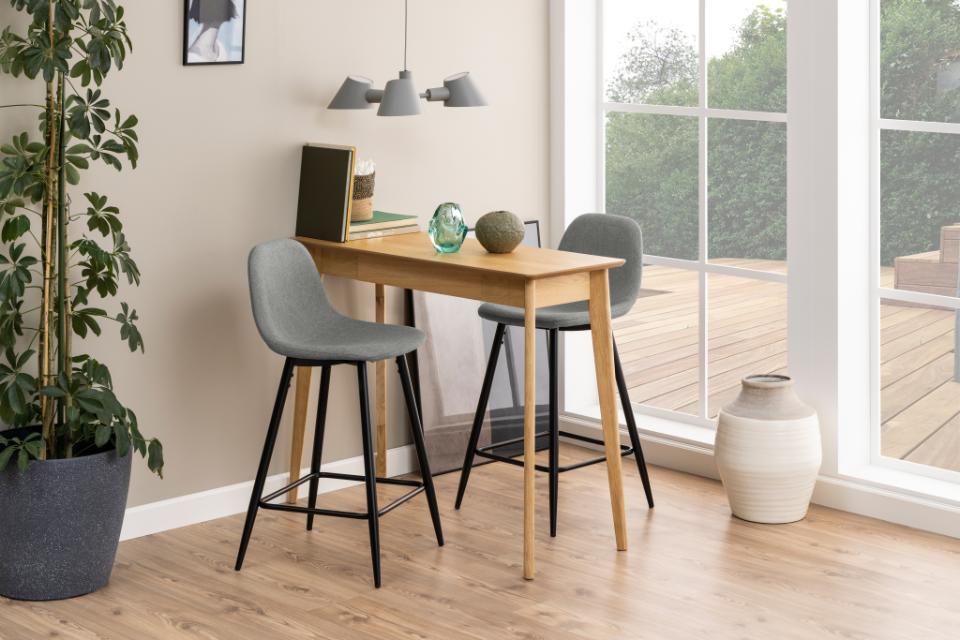 Wilma Fabric Bar Stool, Set Of 2 Comfort Bar Counter Stools With Black Metal Legs