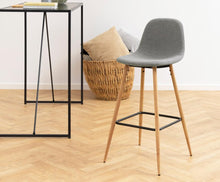 Load image into Gallery viewer, Wilma Fabric Counter Bar Stool, Set Of 2 Comfort Stools In Oak Foil Metal Legs
