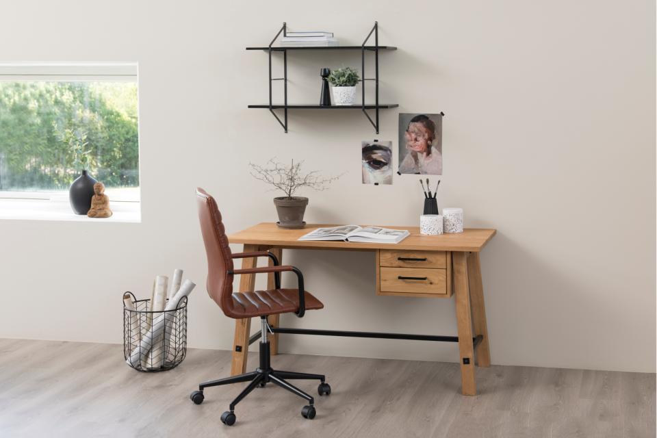 Winslow Swivel Desk Chair -Stylish Slim Design Leather Look Office Desk Chair With Arm Rests And Solid Gas Lift Metal Base