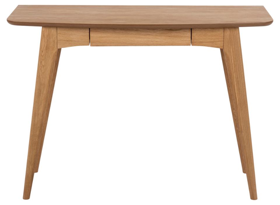 a brown oak desk on a white background