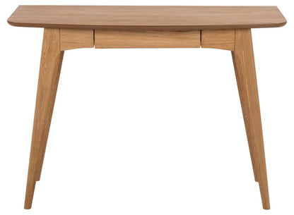 a brown oak desk on a white background