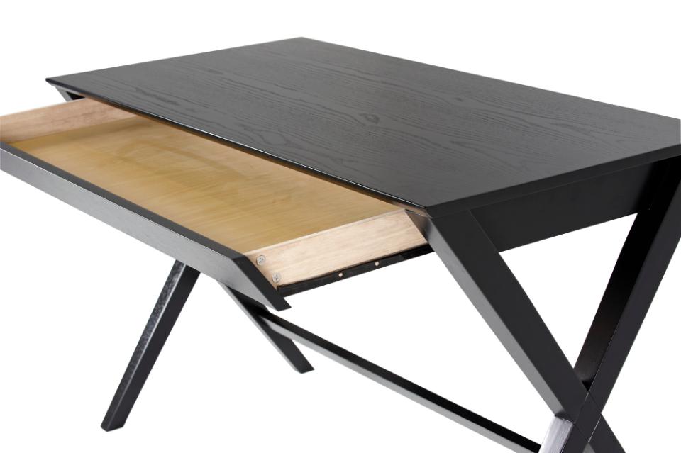 Writex Black Office Desk Bureau With Large Top And Drawer 120x60cm