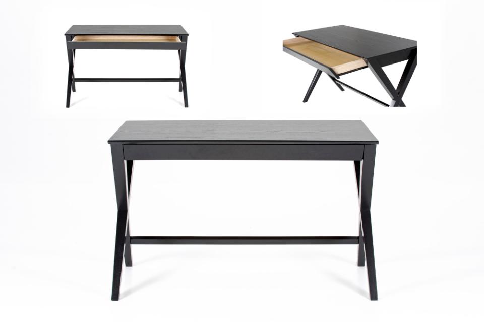 Writex Black Office Desk Bureau With Large Top And Drawer 120x60cm