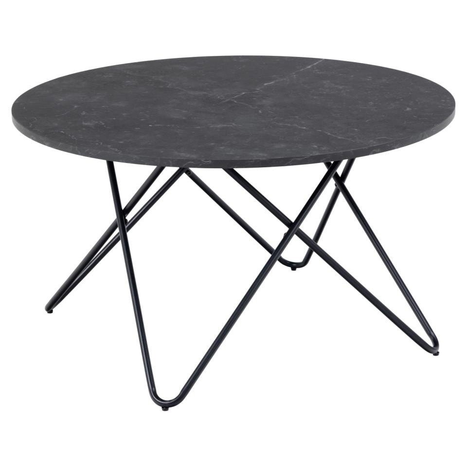 Wyre Round Coffee Table With Marble Melamine Top And Metal Base 80cm