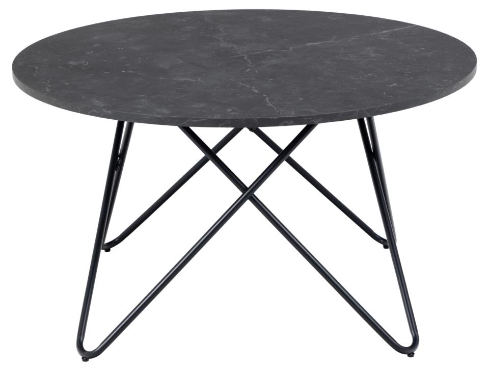 Wyre Round Coffee Table With Marble Melamine Top And Metal Base 80cm