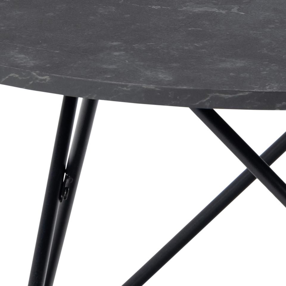 Wyre Round Coffee Table With Marble Melamine Top And Metal Base 80cm