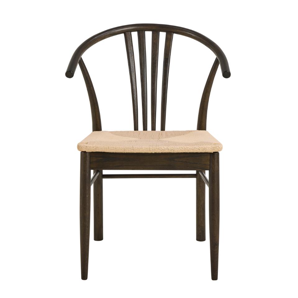 York Oak Dining Chair With Armrest And White Paper Plaits Set Of 2 Chairs