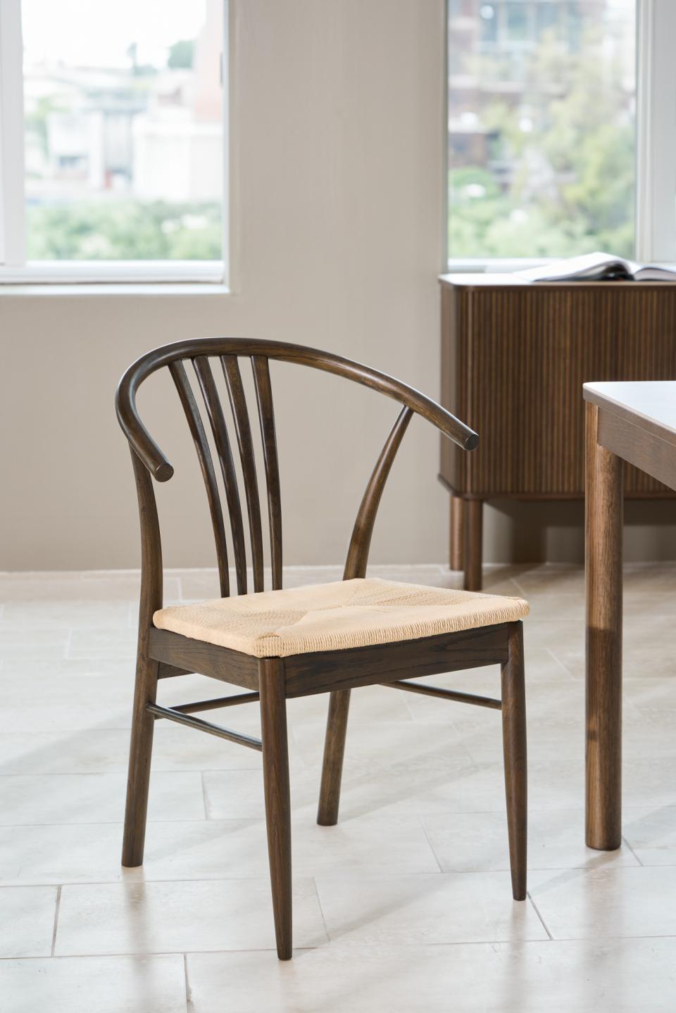 York Oak Dining Chair With Armrest And White Paper Plaits Set Of 2 Chairs