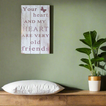 Load image into Gallery viewer, Quality Wall Art Wooden Sign &#39;Your Heart And My Heart&#39; Message 50x30cm
