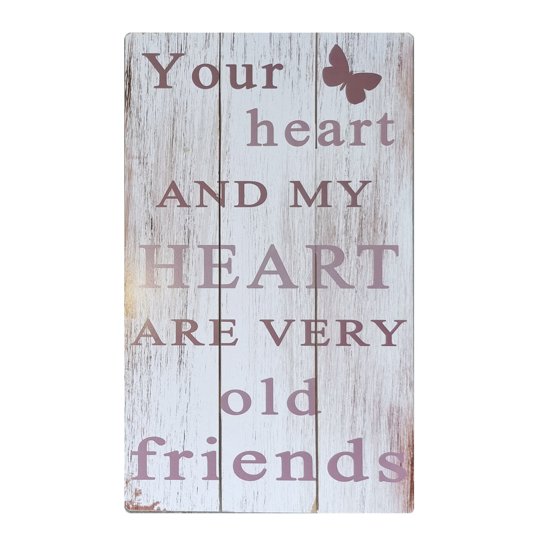 Quality Wall Art Wooden Sign 'Your Heart And My Heart' Message 50x30cm