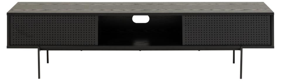 Angus Large TV Cabinet Unit With 2 Sliding Doors In Black 180x40x45cm