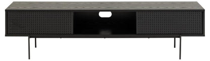 Angus Large TV Cabinet Unit With 2 Sliding Doors In Black 180x40x45cm