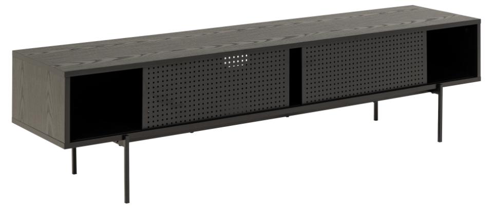 Angus Large TV Cabinet Unit With 2 Sliding Doors In Black 180x40x45cm