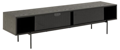 Angus Large TV Cabinet Unit With 2 Sliding Doors In Black 180x40x45cm