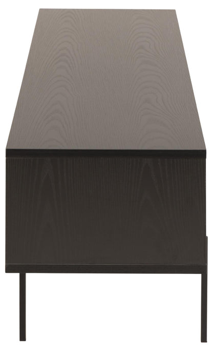 Angus Large TV Cabinet Unit With 2 Sliding Doors In Black 180x40x45cm