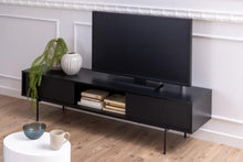 Load image into Gallery viewer, Angus Large TV Cabinet Unit With 2 Sliding Doors In Black 180x40x45cm
