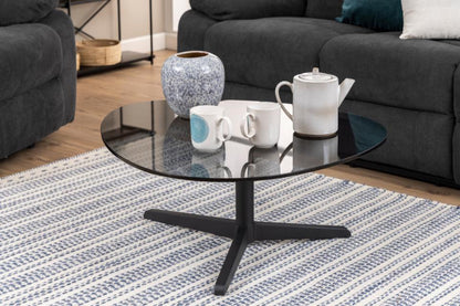 Barnsley Smoked Glass Designer Coffee Table Plectrum Shape 84x77x34cm
