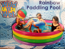 Load image into Gallery viewer, 70&quot; Round Paddling Pool Bright Rainbow Colour 4 Ring Pool Large 178cm Inflatable Family Pool Paddling Splashing Cooling Down

