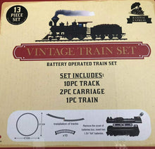 Load image into Gallery viewer, Traditional Toy Train Set Battery Operated Railway Express Vintage Train, Tracks And Working Headlight 13 Piece Set in Gift Box.

