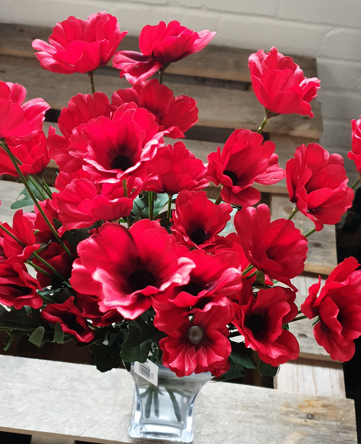10 Red Remembrance Day Poppy Spray Stems 45cm Artificial Flowers 40 Flower Heads Wild Poppies