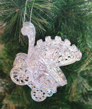 Load image into Gallery viewer, Iridescent Shimmer Pram or Buggy Baby Carriage  Hanging Christmas Decoration Magical Fairy Tale Themed Xmas Tree Pendant
