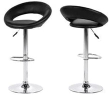 Load image into Gallery viewer, Plump Designer Bar Stool With Gas Lift, Leather Seat And Backrest With Chrome Base And Footrest
