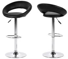 Plump Designer Bar Stool With Gas Lift, Leather Seat And Backrest With Chrome Base And Footrest