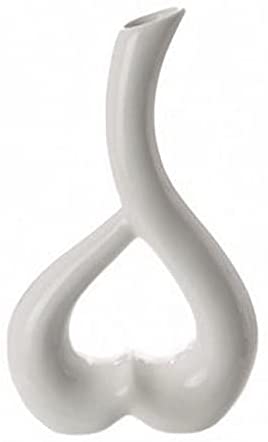 Rotated Heart Design Flower Vase Glossy Ceramic Ornament or Decoration In White or Black